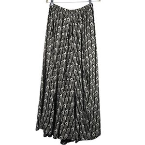 Magic Black White Chevron Print Long Broomstick Maxi Pull On Skirt Size Small